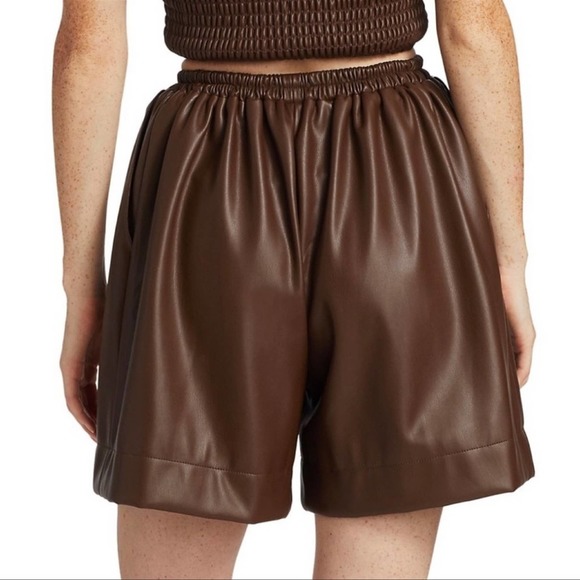STAUD Clark Faux Vegan Leather Shorts SZ XS Bark Brown - Picture 4 of 13